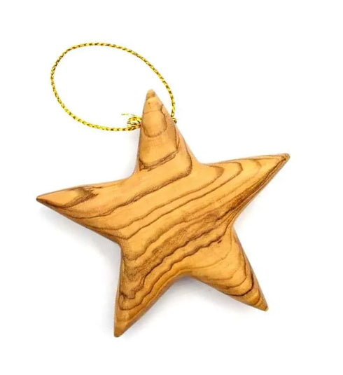 Hanging Olive Wood Bethlehem Star Christmas